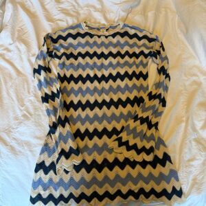 C&C California Blue and Cream Chevron Knit Cover Up XS